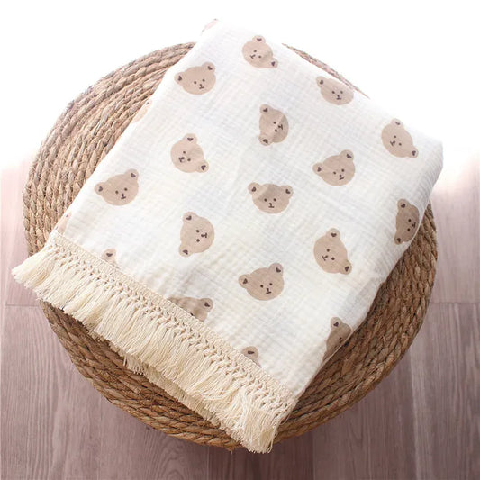 Organic Bear Print Baby Blankets