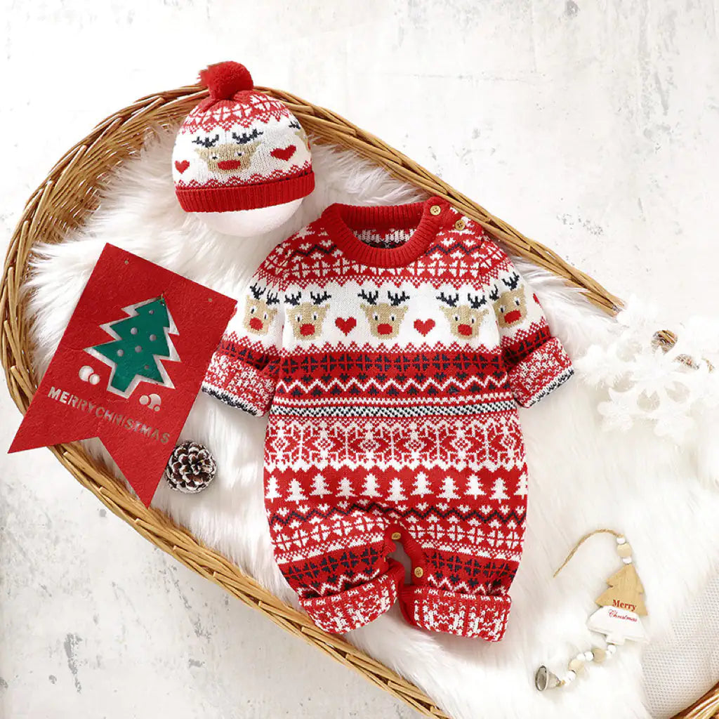 Christmas Pattern Romper Set