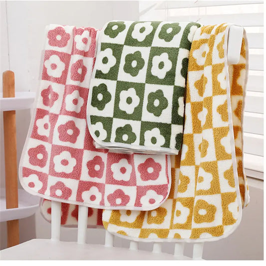 Plaid Flowers Microfiber Towel Bath Towels