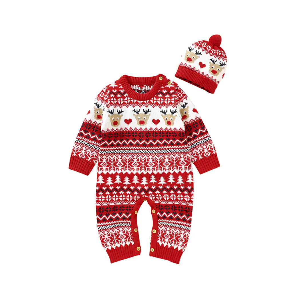 Christmas Pattern Romper Set