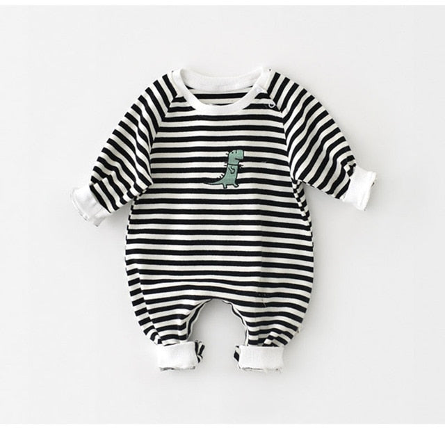 Dino Striped Rompers