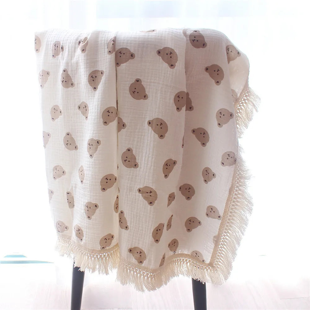 Organic Bear Print Baby Blankets