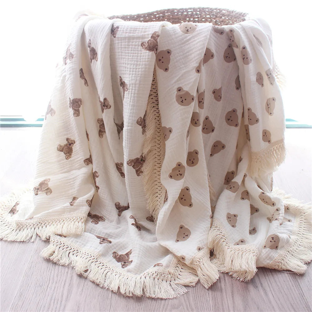 Organic Bear Print Baby Blankets