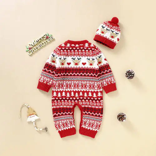 Christmas Pattern Romper Set