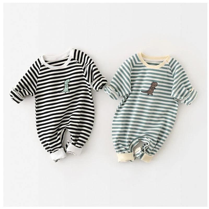 Dino Striped Rompers