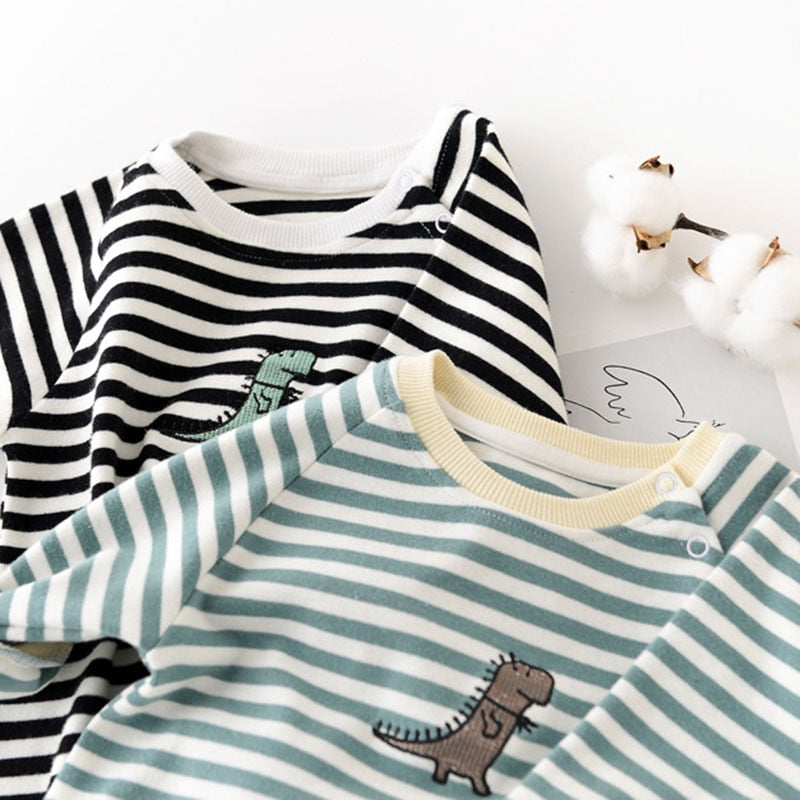 Dino Striped Rompers